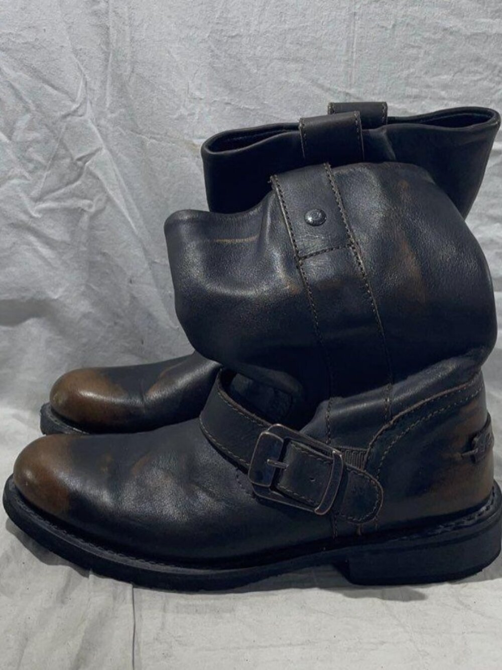 Harley-Davidson Brown Distressed Slouch Boots - Men's Size 10
